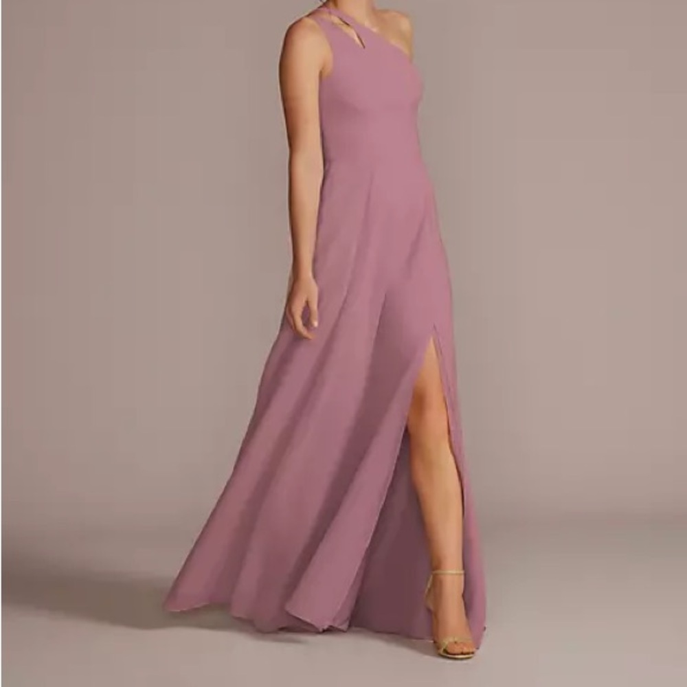 Chiffon one shoulder cutout bridesmaid dress